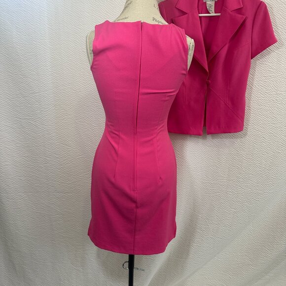 Vintage Dawn Joy 2 pc business casual Sheath Dress & Jacket Bubble Gum Pink - Picture 8 of 11